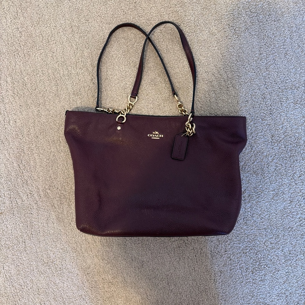 Coach Burgundy Leather Tote Bag